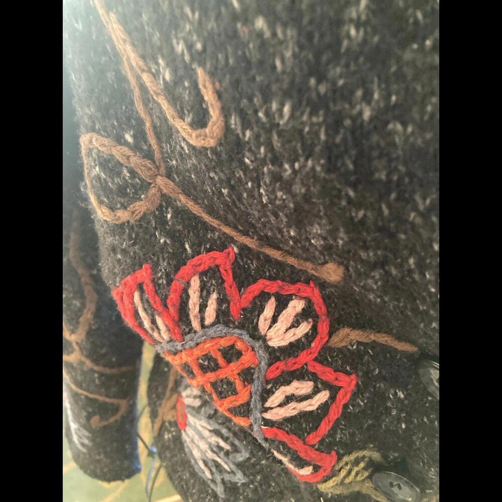 Gorgeous Embroidered Button Up Sweater Colorful - image 6